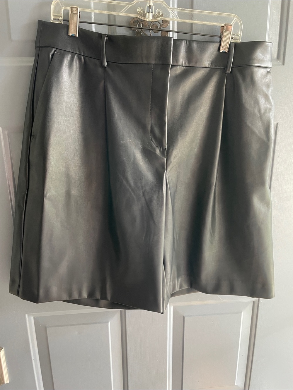 LOFT Black Faux Leather Mini Shorts